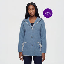 2628043 - Hooded Stitch Back Detail Jacket - Denim