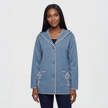 2628043 - Hooded Stitch Back Detail Jacket - Denim