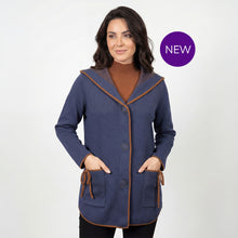 2628043 - Hooded Stitch Back Detail Jacket - Navy/Cognac