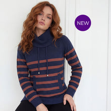 2629086 - Stripe Cowl Neck Button Detail Sweater