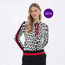 20012 - Animal Print Drawstring Neck Sweater