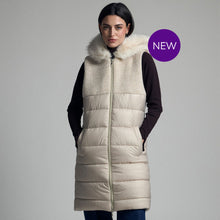 Enia - Padded Knitted Fur Hooded Long Gilet