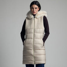 Enia - Padded Knitted Fur Hooded Long Gilet