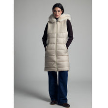 Enia - Padded Knitted Fur Hooded Long Gilet