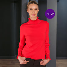 76300 - Red Studded Frill Neck Sweater