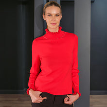 76300 - Red Studded Frill Neck Sweater