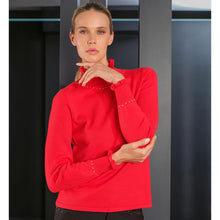 76300 - Red Studded Frill Neck Sweater