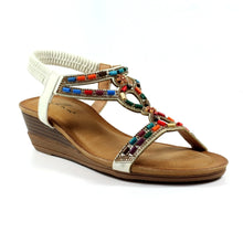 JLH478 - 'Epsom' Beaded Wedge Sandal - White