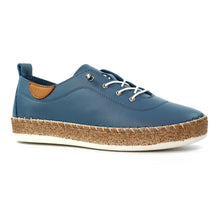 FLE050 - 'Evie' Leather Plimsole - Denim Blue