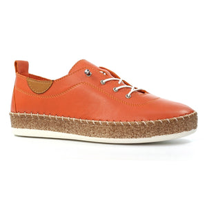 FLE050 - 'Evie' Leather Plimsole - Orange