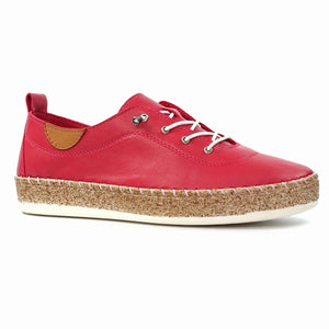 FLE050 - 'Evie' Leather Plimsole - Raspberry