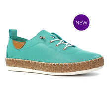 FLE050 - 'Evie' Leather Plimsole - Turquoise