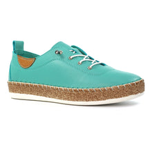 FLE050 - 'Evie' Leather Plimsole - Turquoise