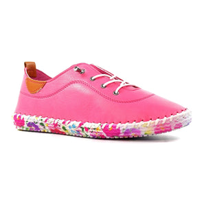 FLE052 - 'Padstow' Floral Leather Plimsole