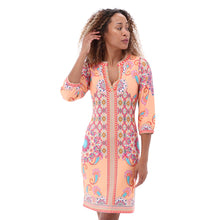 A402 - Abstract Paisley Long Sleeve V-Neck Dress