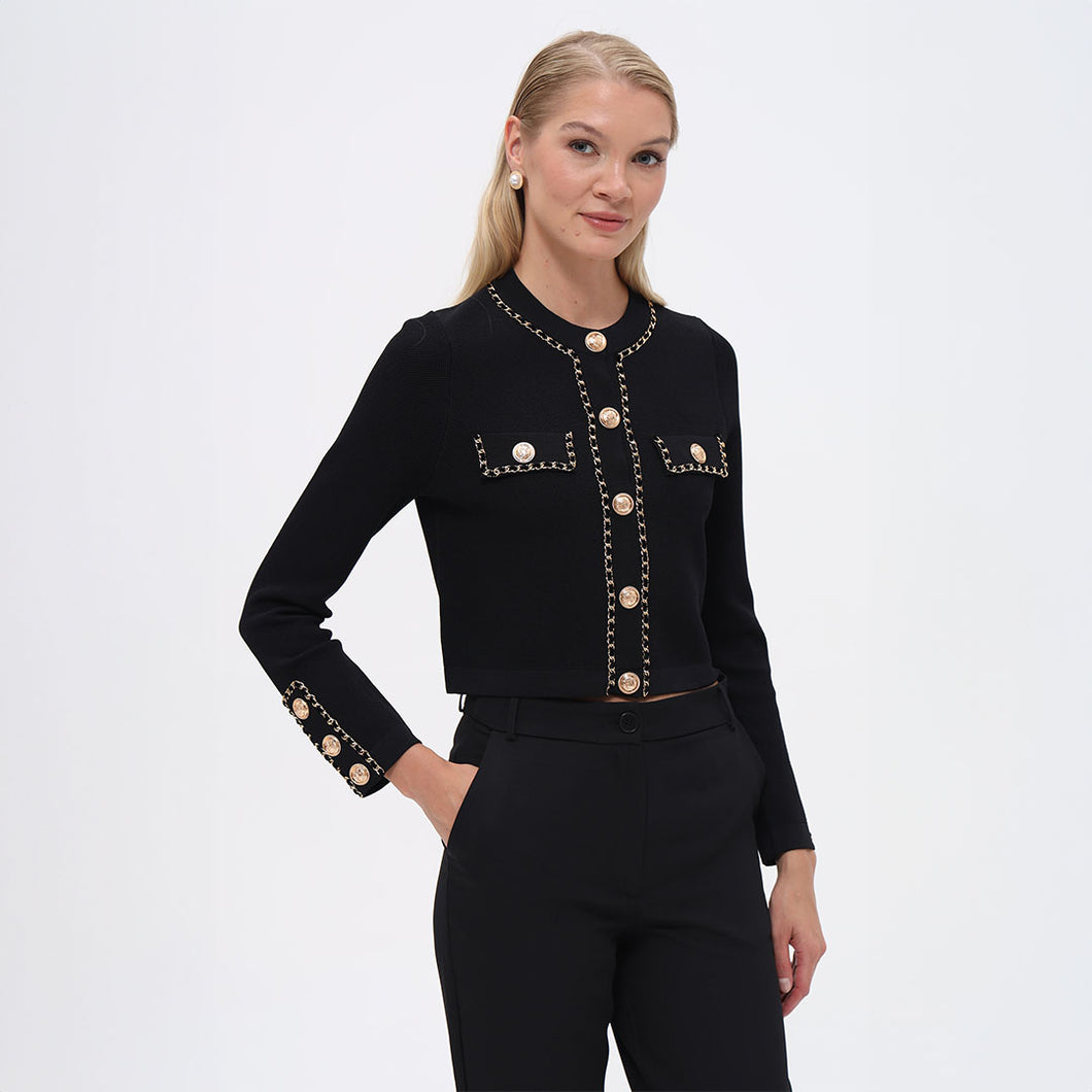 17186 - Gold Buttoned Military Style Jacket