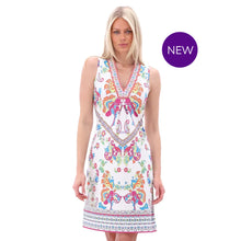 A403 - Floral Motif Sleeveless V-Neck Dress