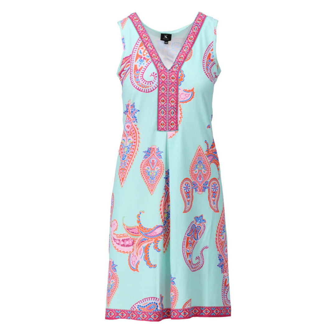 A405 - Paisley V-Neck Sleeveless Dress