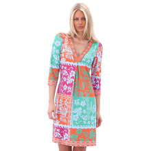 A406 - Hawaiian Print V-Neck Dress