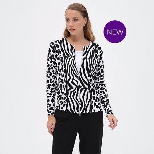 17009 - Multi Animal Print Zip Jacket