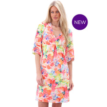 A219 - Floral Poppy Print V-Neck Dress