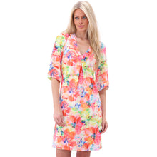 A219 - Floral Poppy Print V-Neck Dress