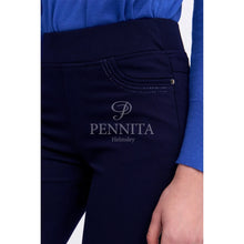 Frias23 - Pull on Long Trousers with Sparkle Trim - Navy