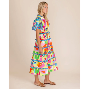 13039 - Yasmine 'Matisse' Print Layered Maxi Dress