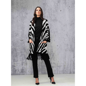 A44381 - Zebra Tassel Edge to Edge Jacket