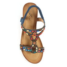 JLH478 - 'Epsom' Beaded Wedge Sandal - Navy