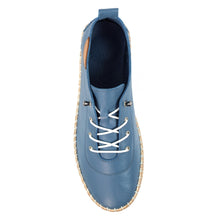 FLE050 - 'Evie' Leather Plimsole - Denim Blue