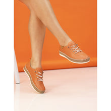 FLE050 - 'Evie' Leather Plimsole - Orange