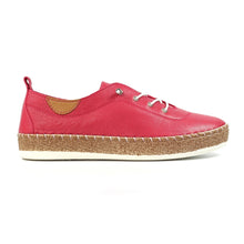 FLE050 - 'Evie' Leather Plimsole - Raspberry