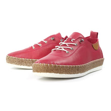 FLE050 - 'Evie' Leather Plimsole - Raspberry