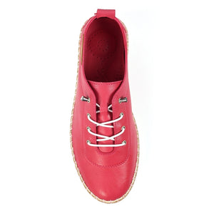 FLE050 - 'Evie' Leather Plimsole - Raspberry