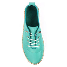 FLE050 - 'Evie' Leather Plimsole - Turquoise