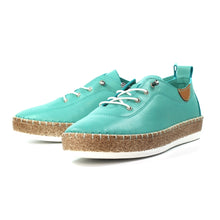 FLE050 - 'Evie' Leather Plimsole - Turquoise