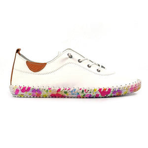 FLE052 - 'Padstow' Floral Leather Plimsole